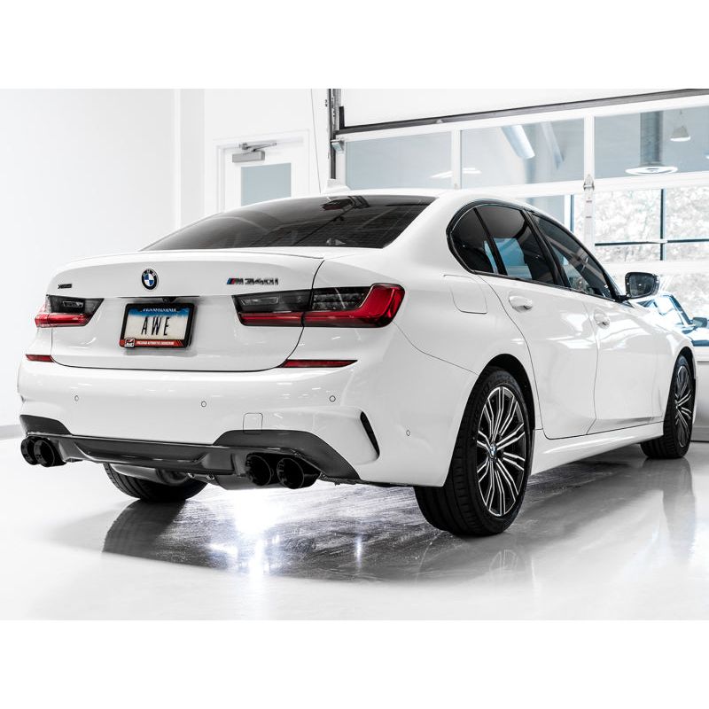 AWE Tuning 2019+ BMW M340i (G20) Non-Resonated Touring Edition Exhaust - Quad Diamond Black Tips