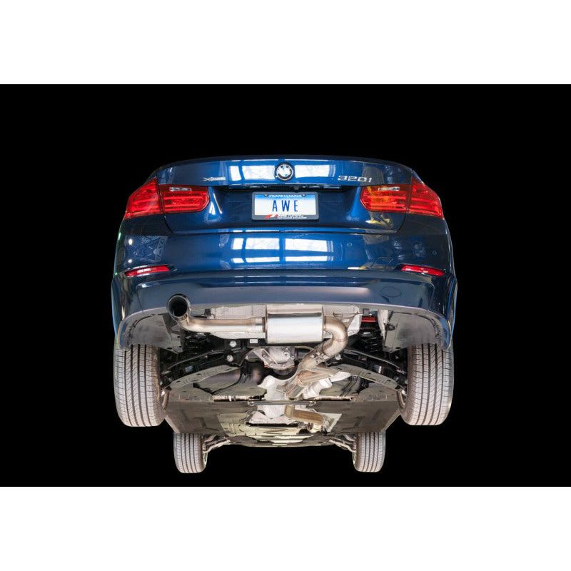 AWE Tuning 13-18 BMW 320i (F30) Touring Edition Exhaust w/ Perfomance Mid Pipe - Diamond Black Tips