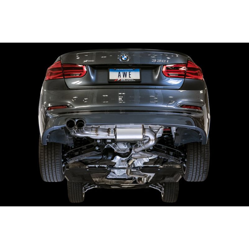 AWE Tuning BMW F3X 28i / 30i Touring Edition Axle-Back Exhaust Single Side - 80mm Silver Tips