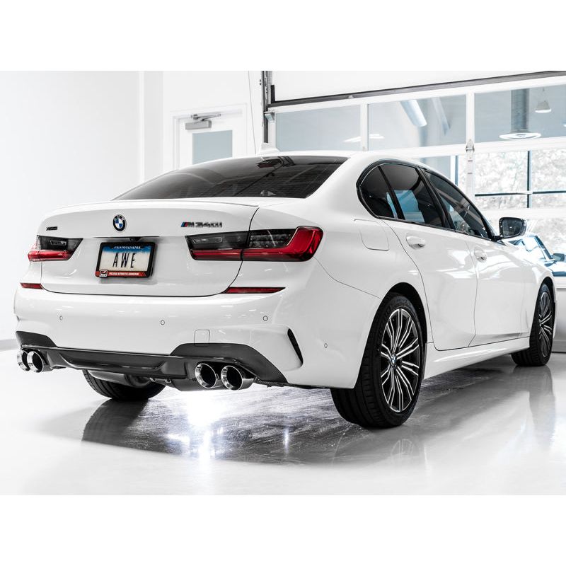 AWE Tuning 2019+ BMW M340i (G20) Track Edition Exhaust - Quad Chrome Silver Tips