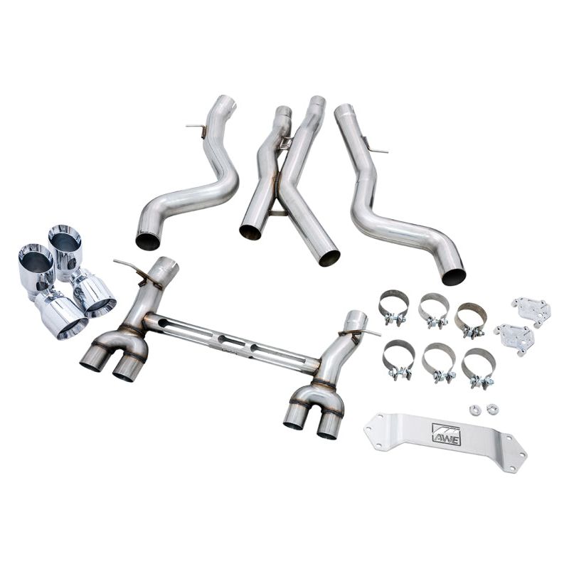 AWE Tuning BMW F8X M3/M4 Track Edition Catback Exhaust - Chrome Silver Tips