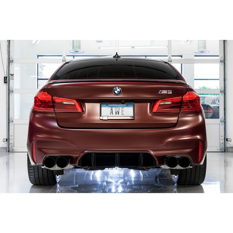 AWE Tuning 18-19 BMW M5 (F90) 4.4T AWD Cat-back Exhaust - Track Edition (Diamond Black Tips)